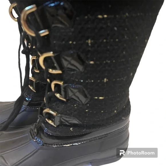 INC International Concepts Lorinah Black Tweed Fur Lined Winter Boots - Picture 4 of 6